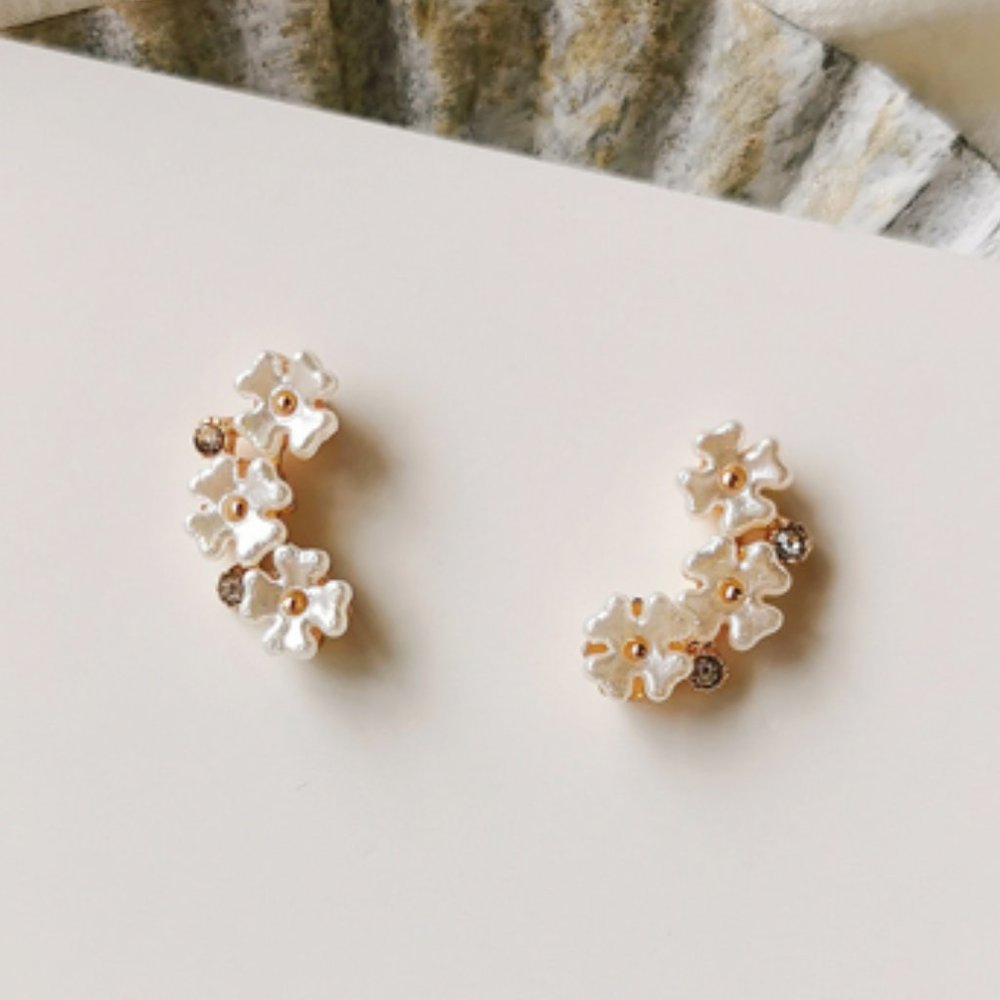 💙💕Last one Sterling Triple Flowers Earrings - Picture 3 of 9